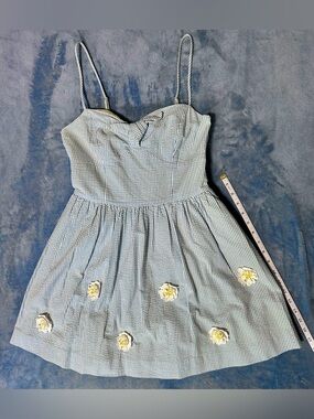 Lily Pulitzer 100% Cotton Blue Striped Floral Applique Sundress